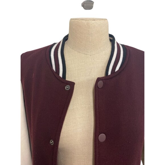 Ring Of Fire Mens Varsity Jacket Size L Maroon & White Polyester - Picture 5 of 12